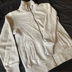 Carhartt Grey Gray Sweatshirt Zip Up Sweater Embroidered Sleeve Casual Workwear